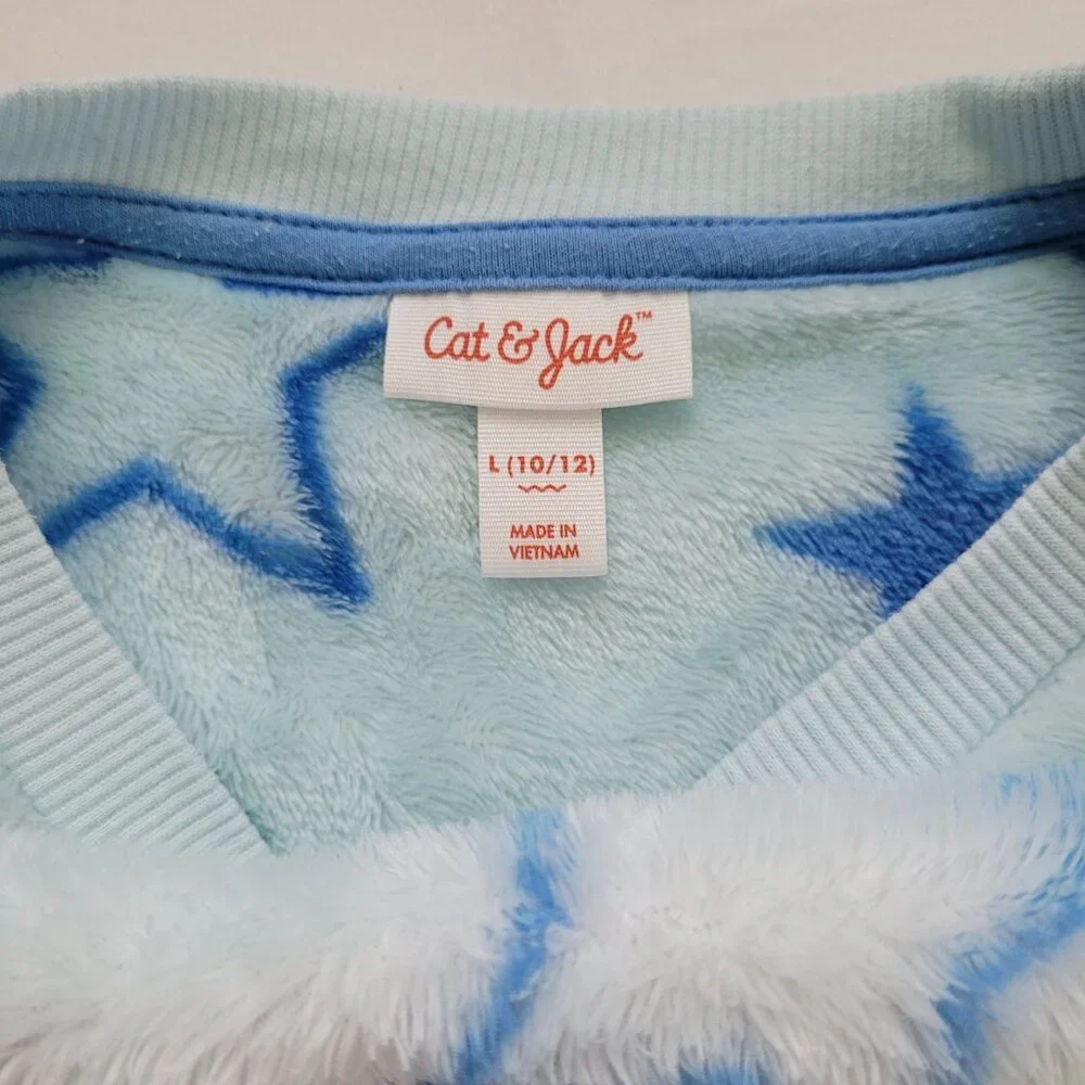 Cat & Jack Fleece Jogger Pants Set Pink Tie Dye Blue Star Sweater Girls L Cozy
